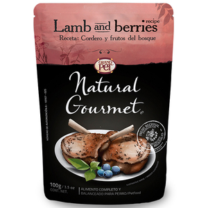 Natural Gourmet Alimento Natural Húmedo para Perro Receta Cordero y Frutos del Bosque, 100 g