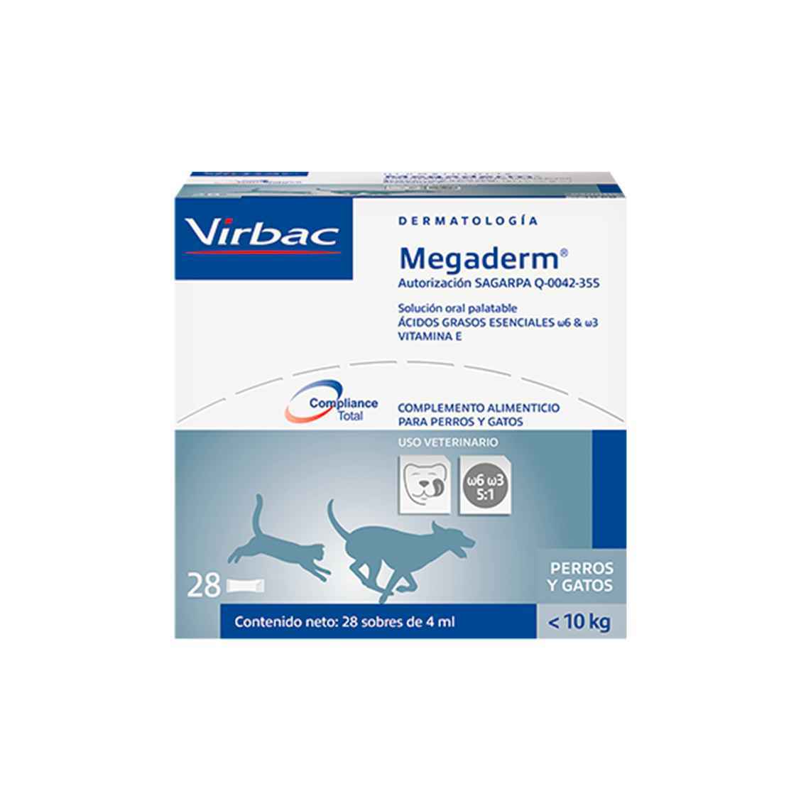 Virbac Megaderm Ácidos Grasos Esenciales para Perro y Gato, 28 Sobres