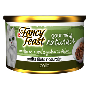 Fancy Feast Gourmet Naturals Alimento Húmedo Tipo Petit Filets para Gato Adulto Receta Pollo, 85 g