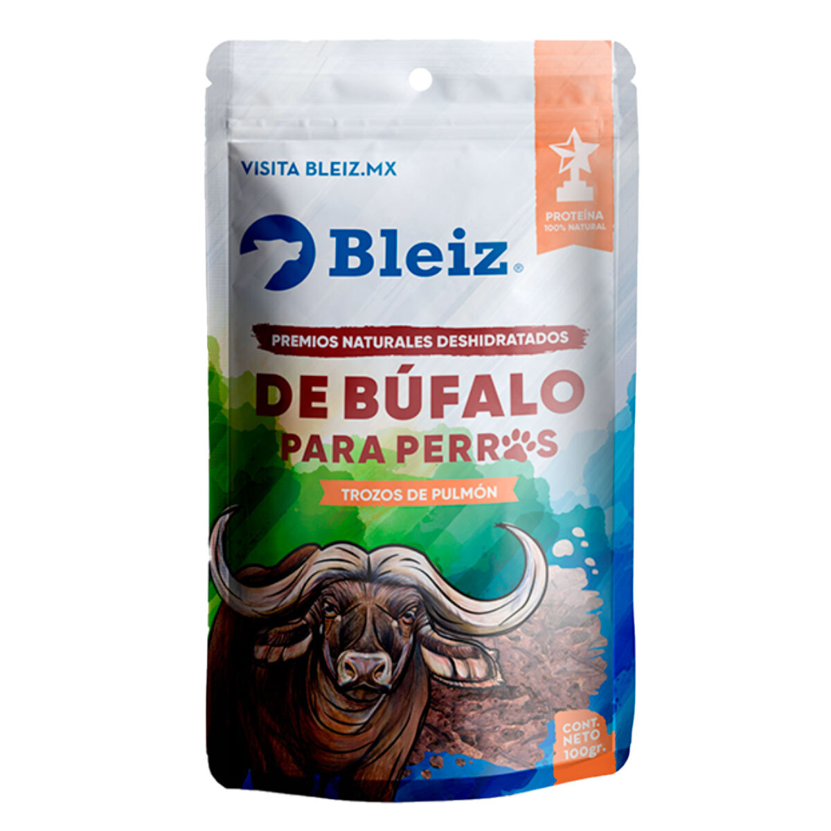 Bleiz Premios Naturales Deshidratados de Búfalo para Perro Receta Trozos de Pulmón, 100 g