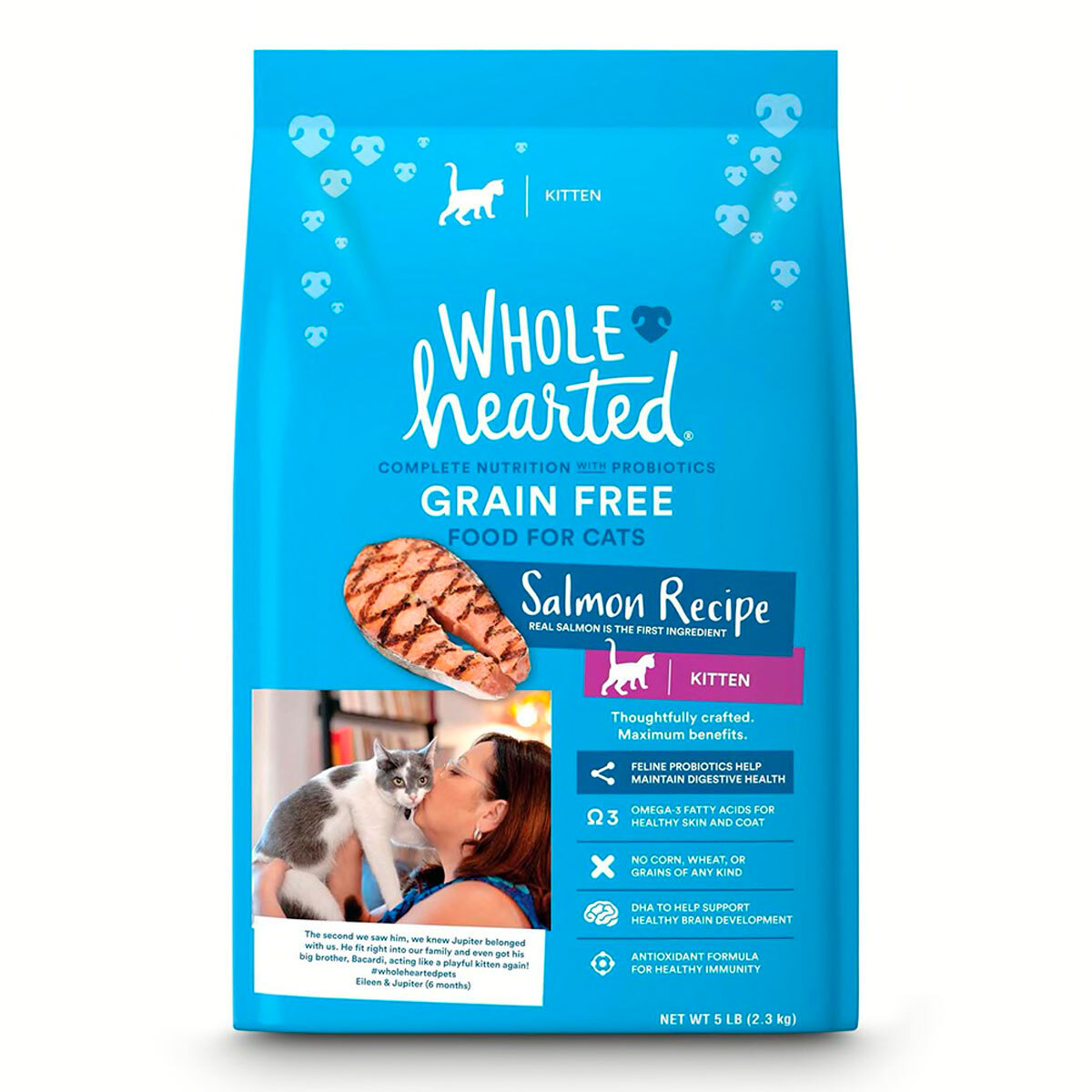 WholeHearted Libre de Granos Alimento Natural para Gatito Receta Salmón, 2.2 kg