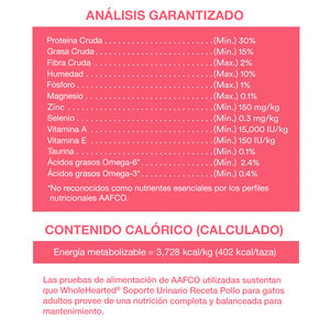 WholeHearted Urinary Support Alimento Especializado para Gato Adulto Receta Pollo, 2.3 kg