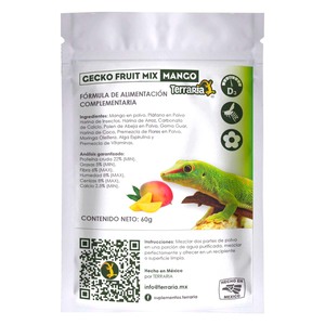 Terraria Formula Gecko Fruit Mix Mango Suplemento para Reptiles Frugívoros, 60 g Terraria Formula Gecko Fruit Mix Mango Suplemento para Reptiles Frugívoros, 60 g
