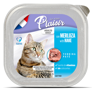 Les Repas Plaisir Paté Alimento Húmedo para Gato Adulto Receta de Merluza, 100 g