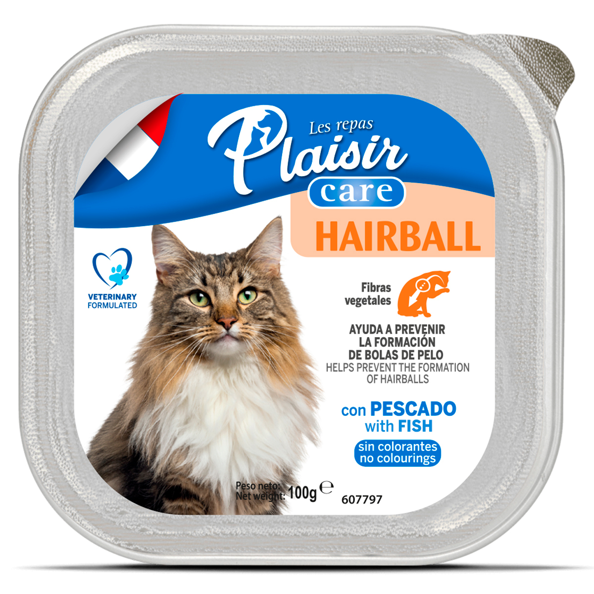 Les Repas Plaisir Hairball Control Alimento Húmedo Control de Bolas de Pelo para Gato Adulto Receta Pescado, 100 g
