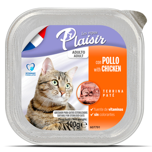 Les Repas Plaisir Paté Alimento Húmedo para Gato Adulto Receta de Pollo, 100 g