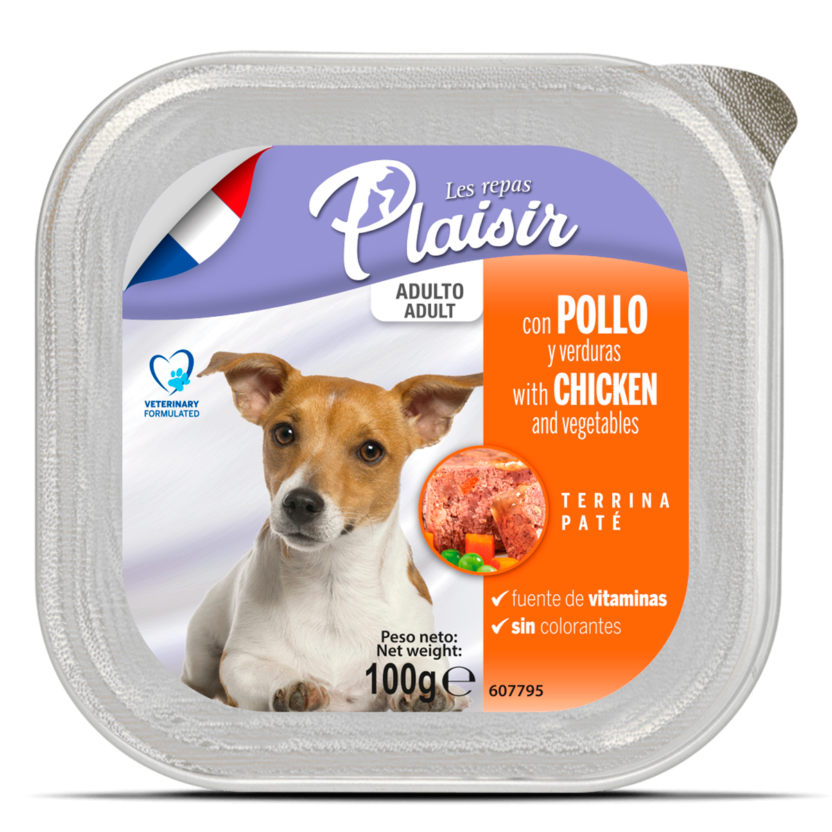 Les Repas Plaisir Paté Alimento Húmedo para Perro Adulto Receta Pollo y Verduras, 100 g