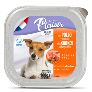 Les Repas Plaisir Paté Alimento Húmedo para Perro Adulto Receta Pollo y Verduras, 100 g