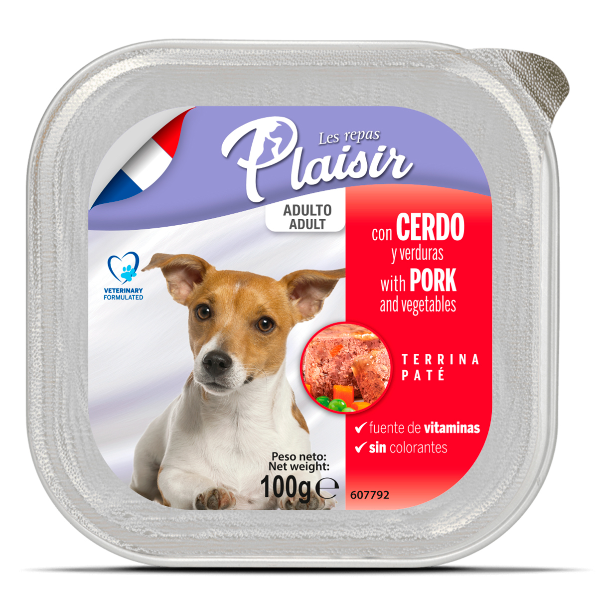Les Repas Plaisir Paté Alimento Húmedo para Perro Adulto Receta Cerdo y Verduras, 100 g