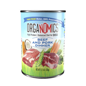 OrgaNOMics Alimento Húmedo con Ingredientes Orgánicos para Perro Adulto Receta Res y Cerdo, 354 g