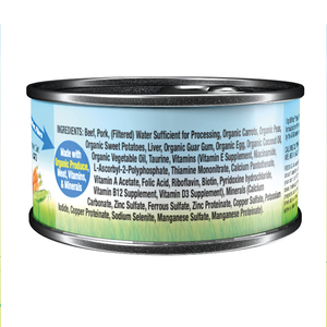 OrgaNOMics Alimento Húmedo con Ingredientes Orgánicos para Gato Adulto Receta Res y Cerdo, 156 g