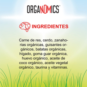 OrgaNOMics Alimento Húmedo con Ingredientes Orgánicos para Gato Adulto Receta Res y Cerdo, 156 g