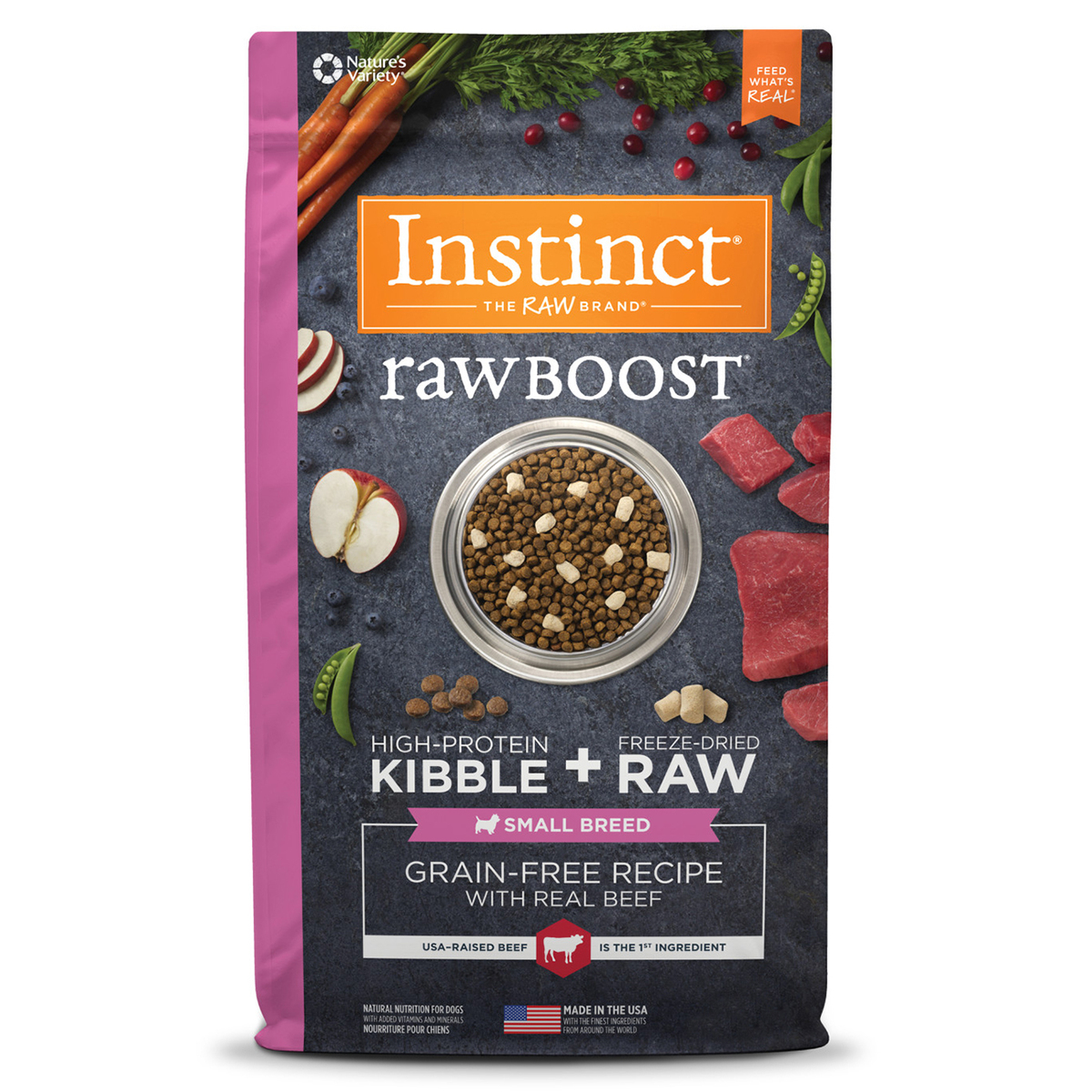 Instinct Raw Boost SB Alimento Seco Natural para Perro Raza Pequeña Todas las Etapas de Vida Receta Res, 4.5 kg