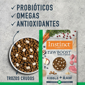 Instinct Raw Boost Alimento Seco Natural con Cereales Integrales para Perro Todas las Etapas de Vida Receta Cordero y Avena, 2 kg