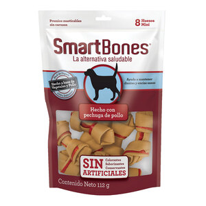 SmartBones Premios Masticables Naturales con Forma de Huesos Mini Receta Pollo para Perro, 8 Piezas
