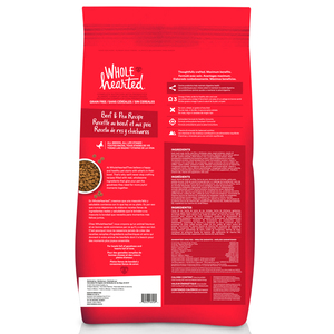 WholeHearted Libre de Granos Alimento Natural para Perro Todas las Edades Receta Res y Chícharo, 18.1 kg