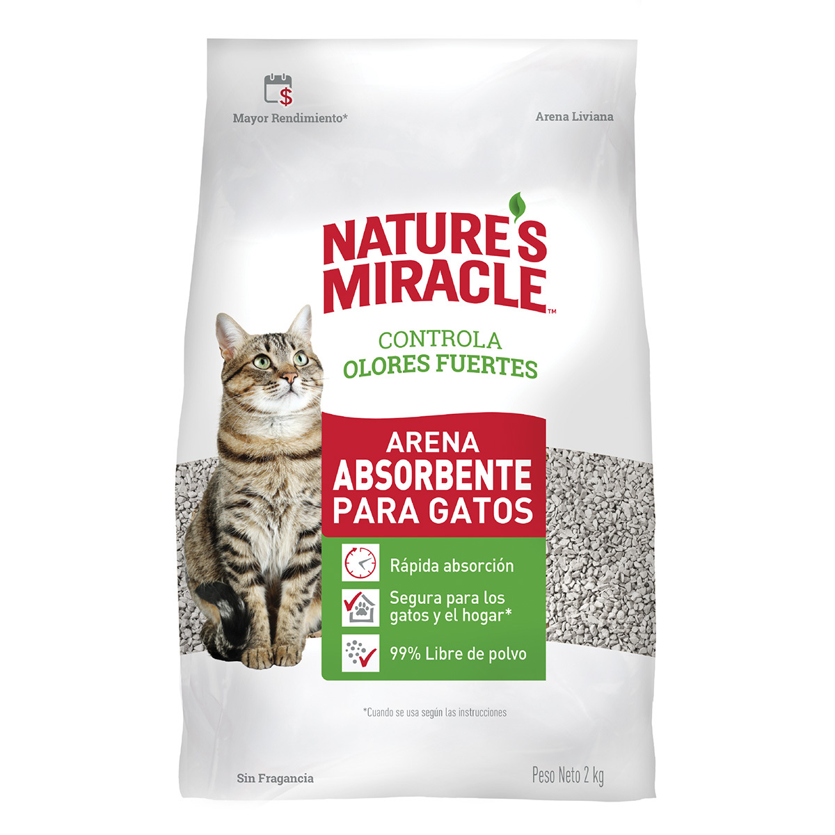 Nature's Miracle Arena de Arcilla Absorbente no Aglutinante con Esencia  para Gato, 2 kg