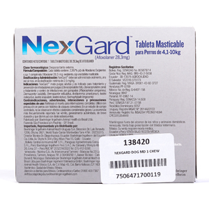 NexGard Antipulgas Masticable Desparasitante Externo para Perro, Mediano