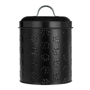 Amici Pet Contenedor de Metal Color Blanco Diseño Huellitas para Premios para Perro, 2.9 kg