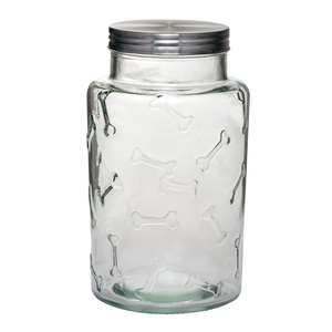 Amici Pet Contenedor de Vidrio Transparente Diseño Huesitos para Premios para Perro, 2.5 kg Amici Pet Contenedor de Vidrio Transparente Diseño Huesitos para Premios para Perro, 2.5 kg