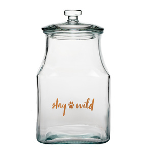 Amici Pet Contenedor de Vidrio Transparente Diseño Stay Wild para Premios para Perro, 1.4 kg