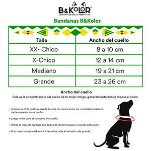 B&Kolor Bandana Artesanal Diseño Geométrico Multicolor para Perro, X-Chico