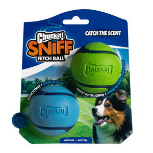 Chuckit! Sniff Fetch Ball Paquete de Dos Pelotas de Goma con Esencias para Perro, Mediano
