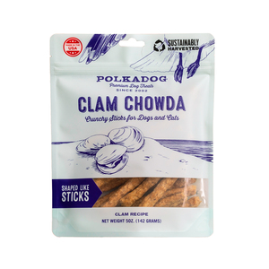 Polkadog Clam Chowda Premios Naturales de Almeja Diseño Sticks para Perro, 142 g