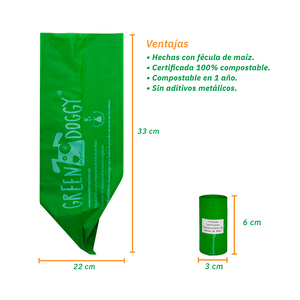 Green Doggy Bolsas Compostables para Desechos para Perro, 120 Bolsas