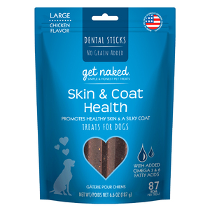Get Naked Sticks Dentales + Soporte Piel y Pelo para Perro Adulto Raza Grande, 187 g Get Naked Sticks Dentales + Soporte Piel y Pelo para Perro Adulto Raza Grande, 187 g