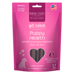 Get Naked Sticks Dentales + Formula Desarrollo Mental para Cachorro Raza Pequeña, 175 g Get Naked Sticks Dentales + Formula Desarrollo Mental para Cachorro Raza Pequeña, 175 g