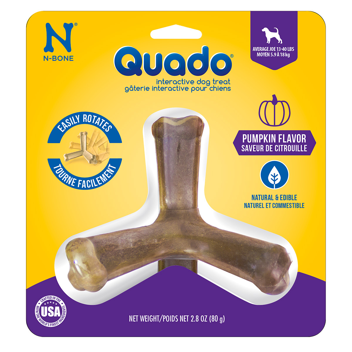 N-Bone Quado Premio Natural Interactivo Receta Calabaza para Perro Mediano, 79 g