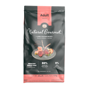 Natural Gourmet Alimento Natural Piel y Pelo Saludables para Perro Adulto Receta Cordero y Salmón, 12 kg Natural Gourmet Alimento Natural Piel y Pelo Saludables para Perro Adulto Receta Cordero y Salmón, 12 kg