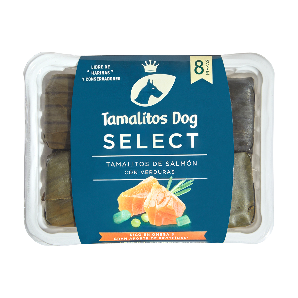Tamalitos Dog Select Alimento Natural Congelado para Perro Receta Salmón, 800 g