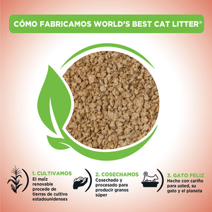 World's Best Unscented Arena Natural Aglutinante Sin Fragancia para Hogares Multigato, 6.8 kg