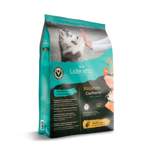 Lideratto Alimento Natural para Cachorro Raza Mediana / Grande Receta Pollo y Salmón, 15 kg