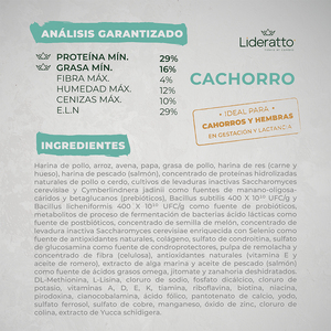 Lideratto Alimento Natural para Cachorro Raza Mediana / Grande Receta Pollo y Salmón, 15 kg