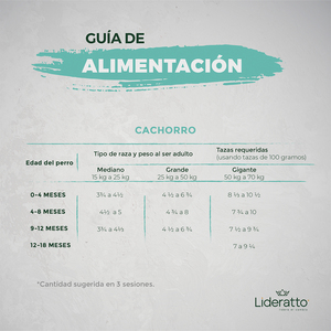 Lideratto Alimento Natural para Cachorro Raza Mediana / Grande Receta Pollo y Salmón, 15 kg