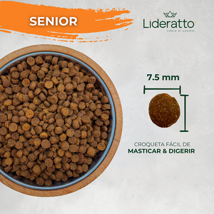 Lideratto Alimento Natural para Perro Senior Raza Mediana / Grande Receta Pollo y Salmón, 15 kg