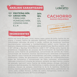 Lideratto Alimento Natural para Cachorro Raza Pequeña Receta Pollo y Salmón, 8 kg