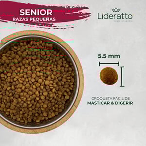 Lideratto Alimento Natural para Perro Senior Raza Pequeña Receta Pollo y Salmón, 8 kg