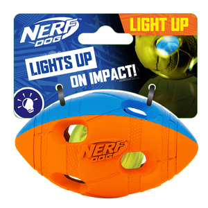 Nerf Light Up Juguete Diseño Balón de Fútbol para Perro, Chico/Mediano