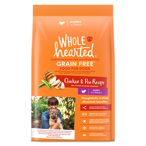 WholeHearted Libre de Granos Alimento Natural para Cachorro Todas las Razas Receta Pollo y Chícharo, 11.3 kg