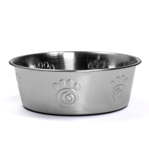Pet Rageous Tazón de Acero Inoxidable Diseño Espiral de Huellitas para Perro, 2 Tazas Pet Rageous Tazón de Acero Inoxidable Diseño Espiral de Huellitas para Perro, 2 Tazas