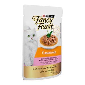 Fancy Feast Casserole Alimento Húmedo para Gato Adulto Receta Atún y Salmón, 85 g