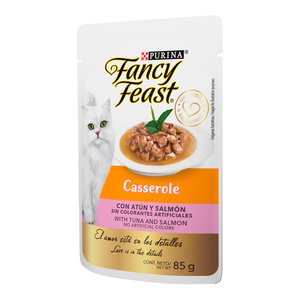 Fancy Feast Casserole Alimento Húmedo para Gato Adulto Receta Atún y Salmón, 85 g