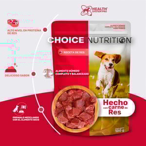 Choice Nutrition Alimento Avanzado Húmedo para Perro Adulto Todas las Razas Receta Res, 100 g