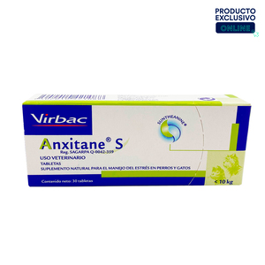 Virbac Anxitane S Suplemento Natural Antiestrés para Perro y Gato, 30 Tabletas