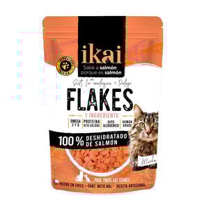 Ikai Flakes Premio Hojuelas Natural Deshidratadas para Gato Receta Salmón, 40 g Ikai Flakes Premio Hojuelas Natural Deshidratadas para Gato Receta Salmón, 40 g