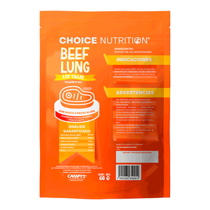 Choice Nutrition Beef Lung Premios de Pulmón de Res para Gato Adulto, 60 g